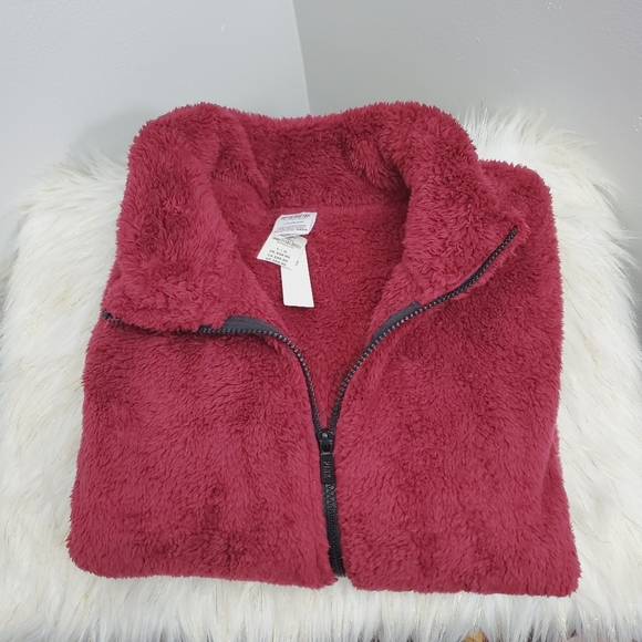 VS PINK BURGUNDY FULP ZIP TEDDY NWT - Picture 4 of 4